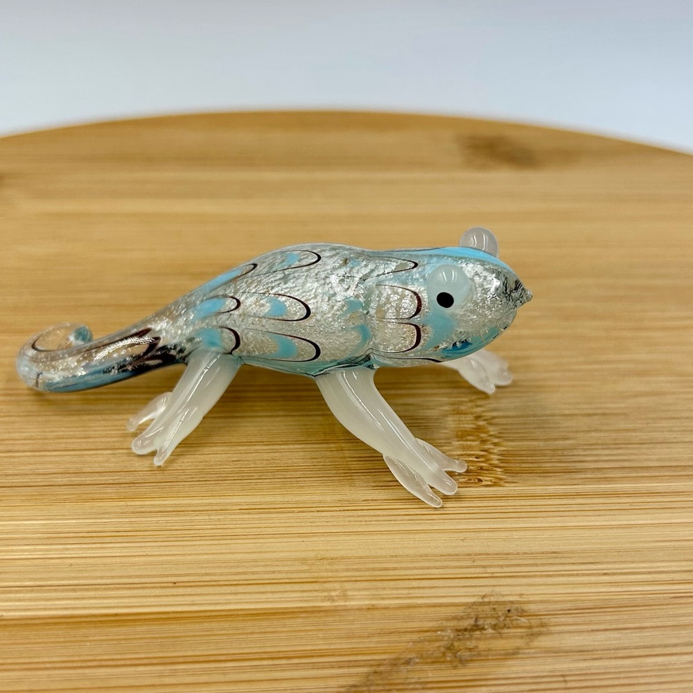 Hand-blown Glass Gecko Lizard Figurine Mini Animal Collection